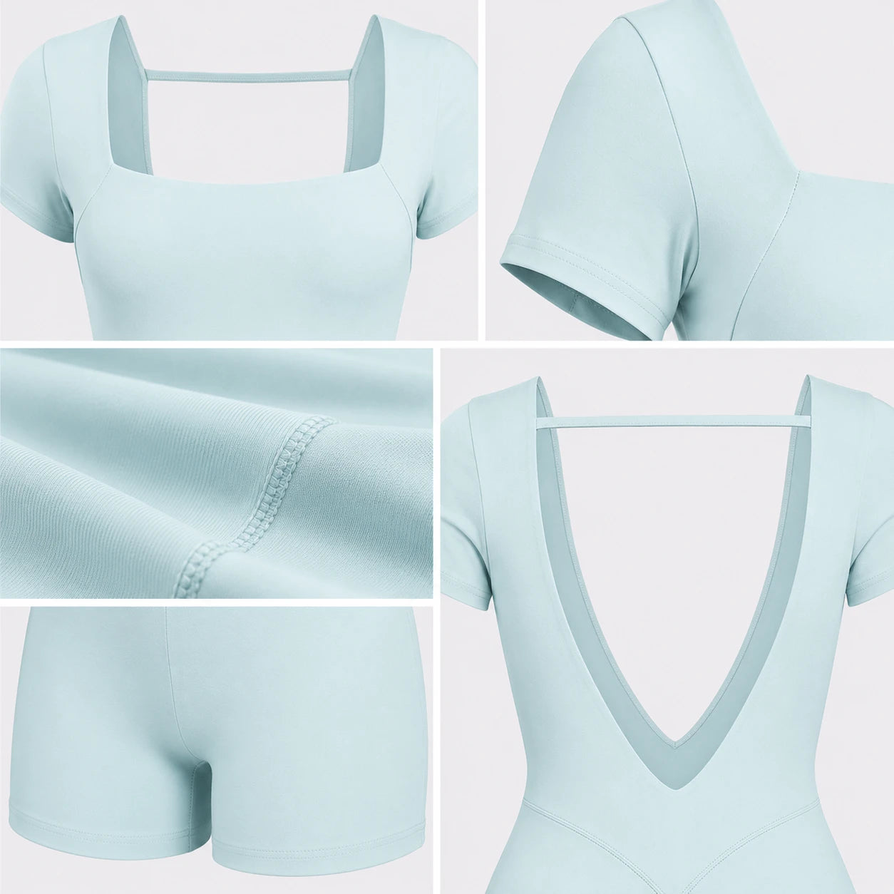Open Back Short Sleeve Romper WHD0606622