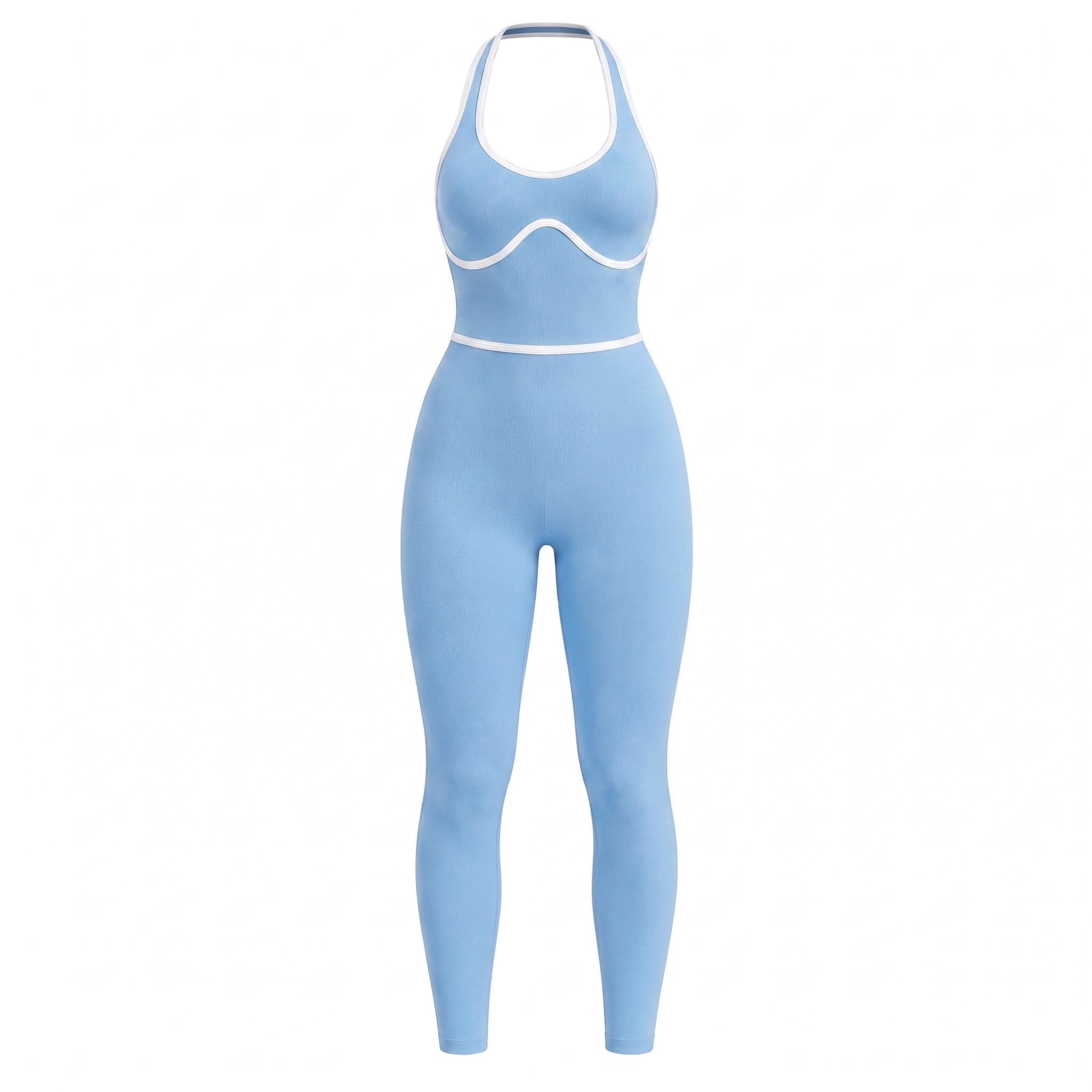 Contrast Trim Backless Active Jumpsuit WHD0606629