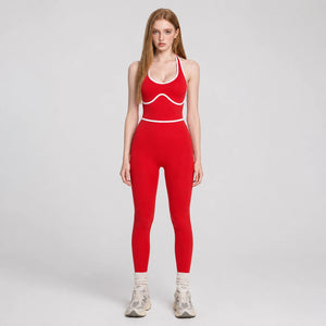 Contrast Trim Backless Active Jumpsuit WHD0606629