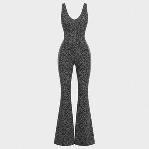 Leopard Print Flare Jumpsuit WHD0606630