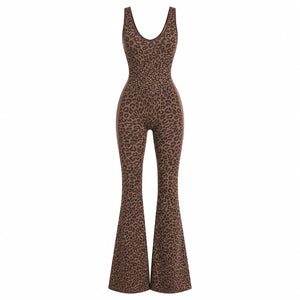 Leopard Print Flare Jumpsuit WHD0606630