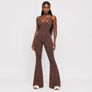 Leopard Print Flare Jumpsuit WHD0606630
