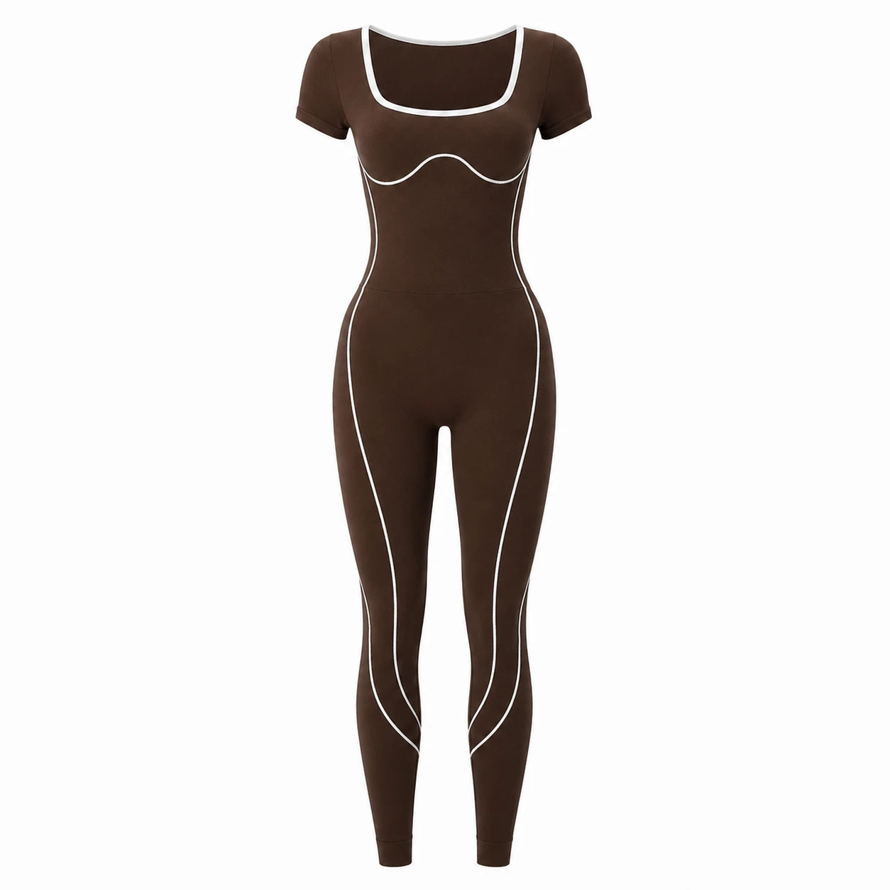 Contrast Piping Athletic Jumpsuit WHD0606632