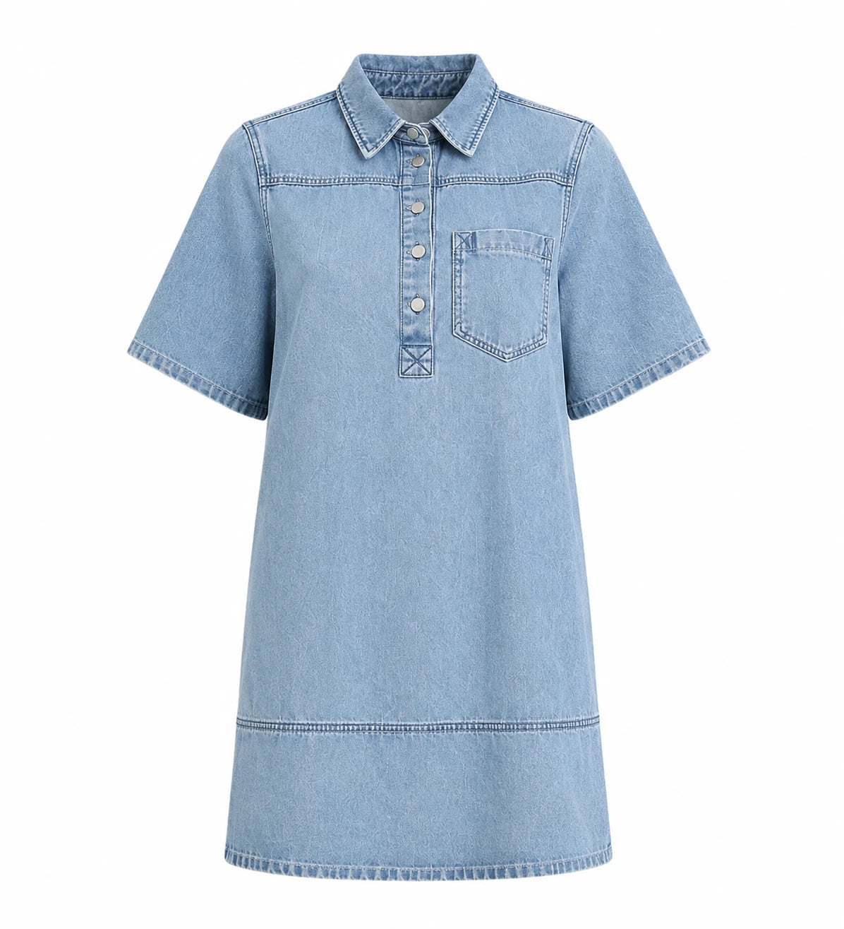 Washed Denim Collared Mini Dress WHD0607001