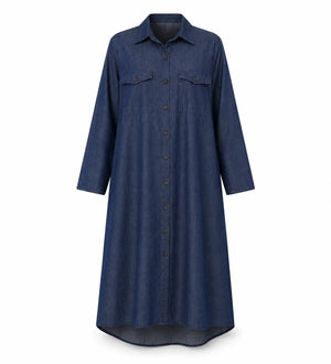 Relaxed Denim-Look Shirt Dress WHD0607006