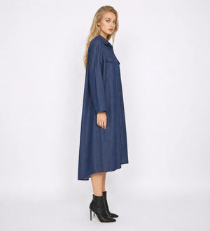 Relaxed Denim-Look Shirt Dress WHD0607006