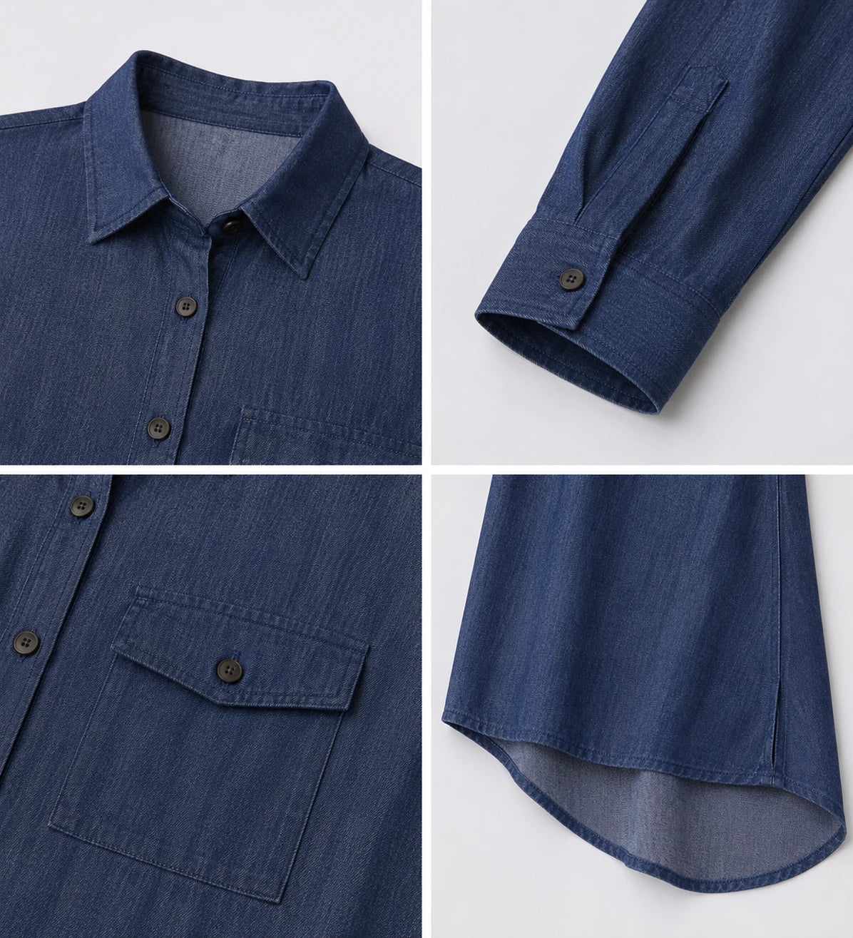 Relaxed Denim-Look Shirt Dress WHD0607006