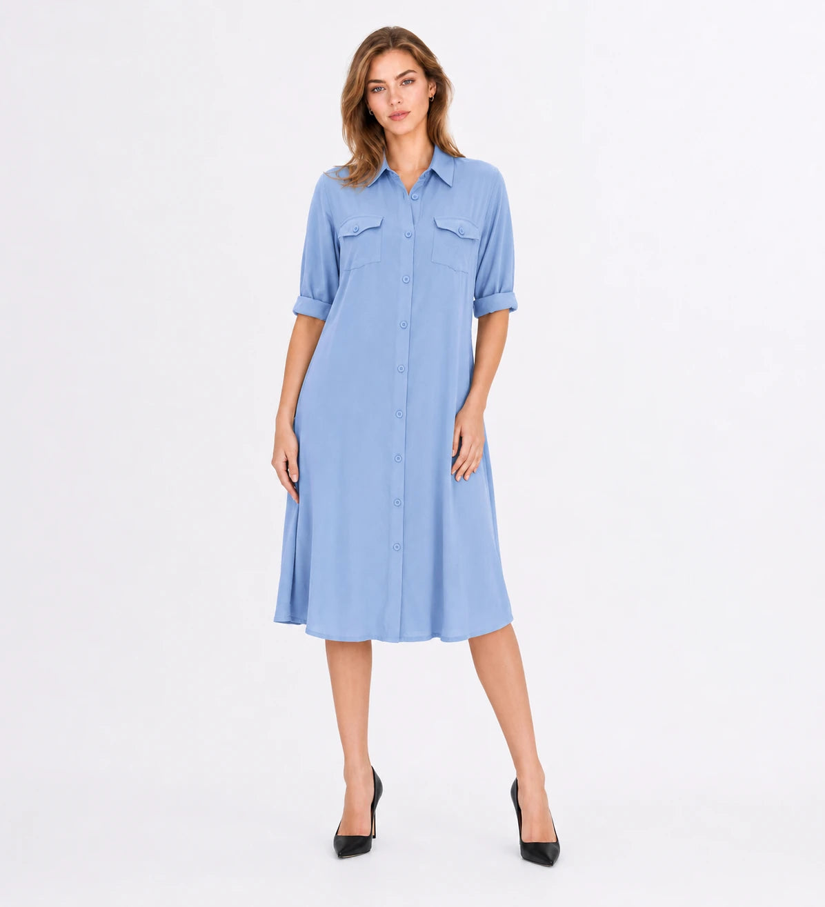Light Blue Shirt Dress WHD0607007