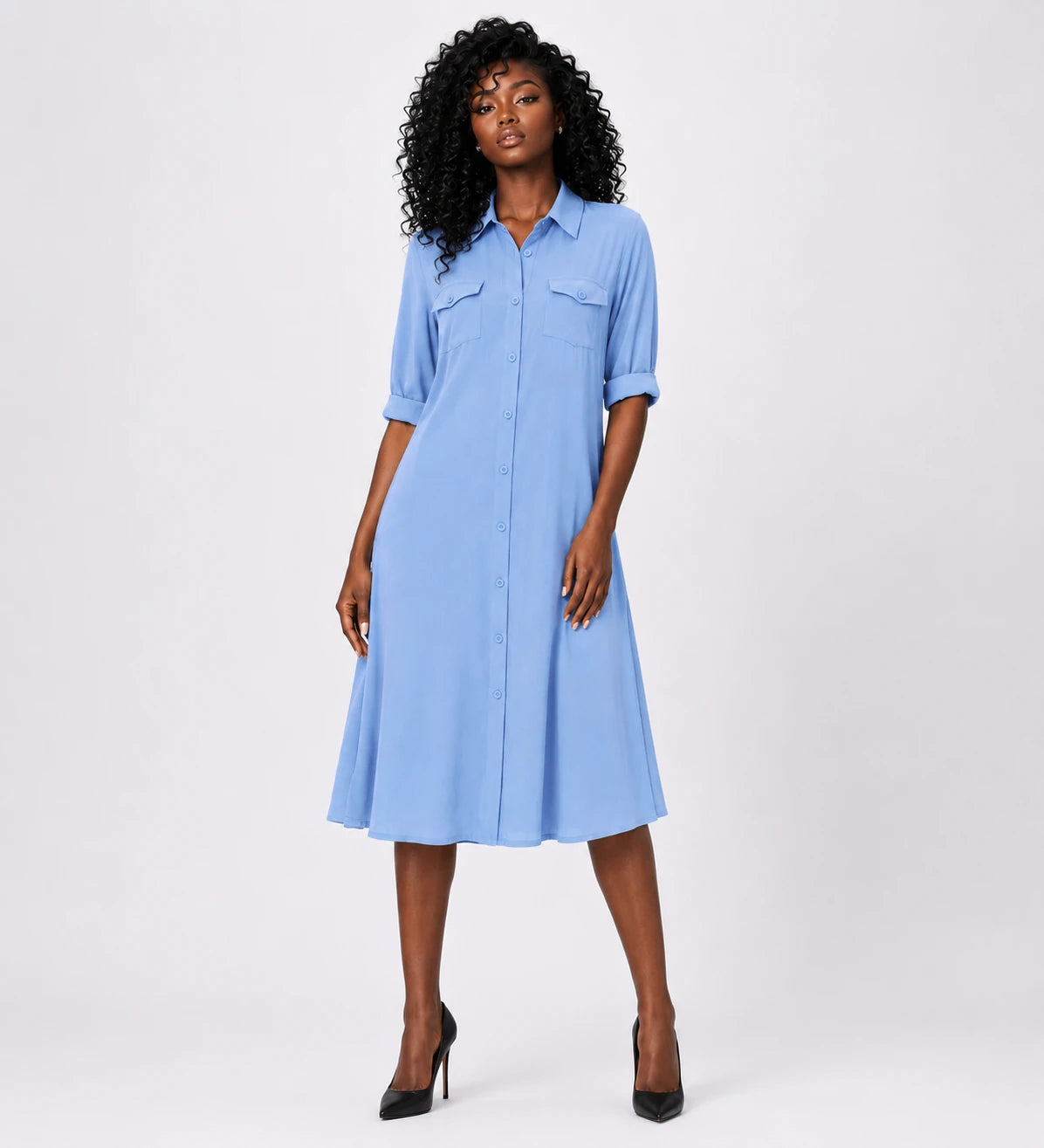 Light Blue Shirt Dress WHD0607007