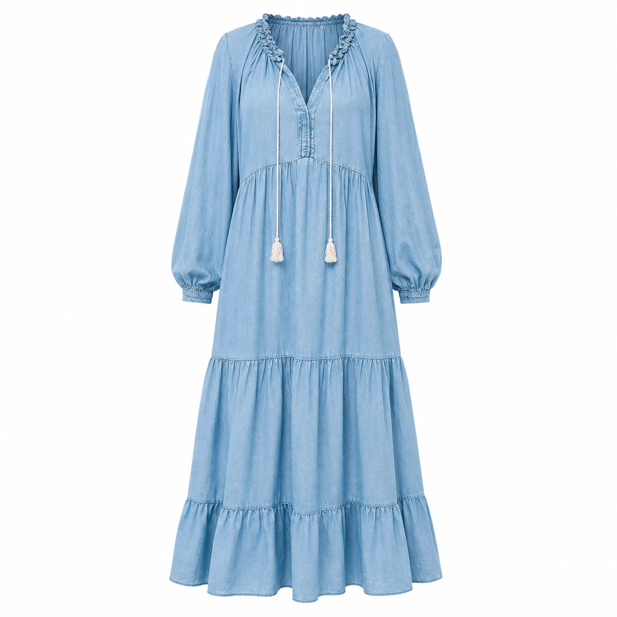 Ruffle Neck Tiered Maxi Dress WHD0607008