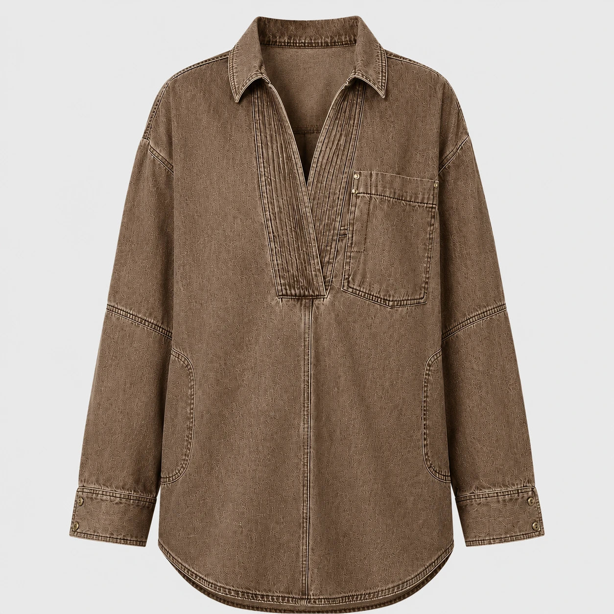 Oversized Pintuck Denim Tunic Shirt WHD0607017