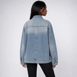 Asymmetric High-Collar Denim Jacket WHD0607018