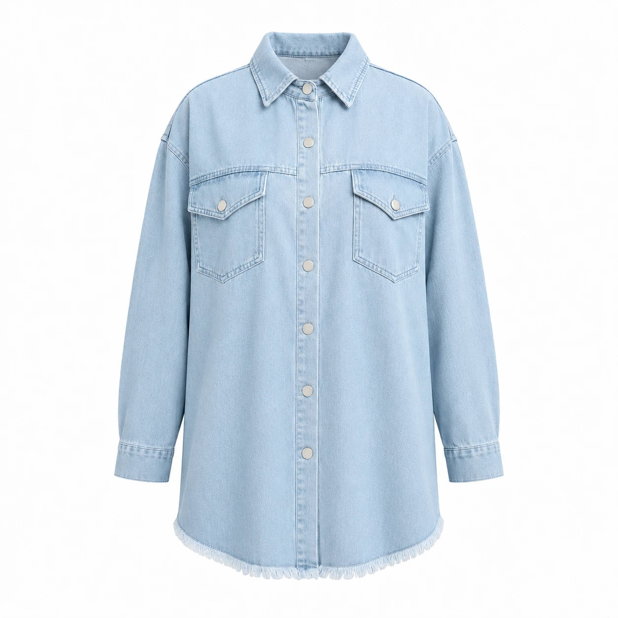 Frayed Hem Denim Shirt Jacket WHD0607021