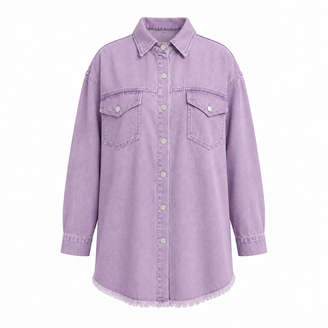 Frayed Hem Denim Shirt Jacket WHD0607021