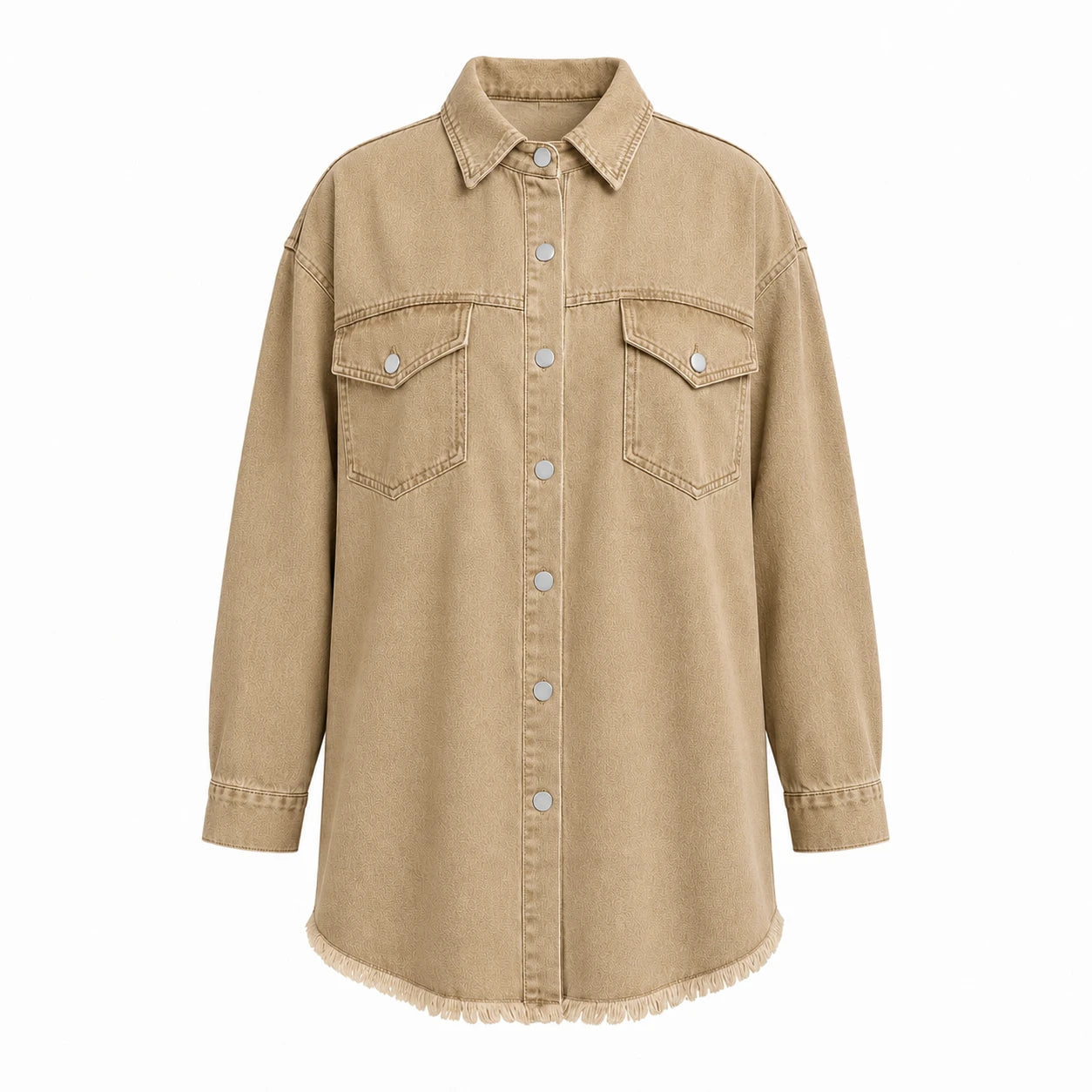 Frayed Hem Denim Shirt Jacket WHD0607021
