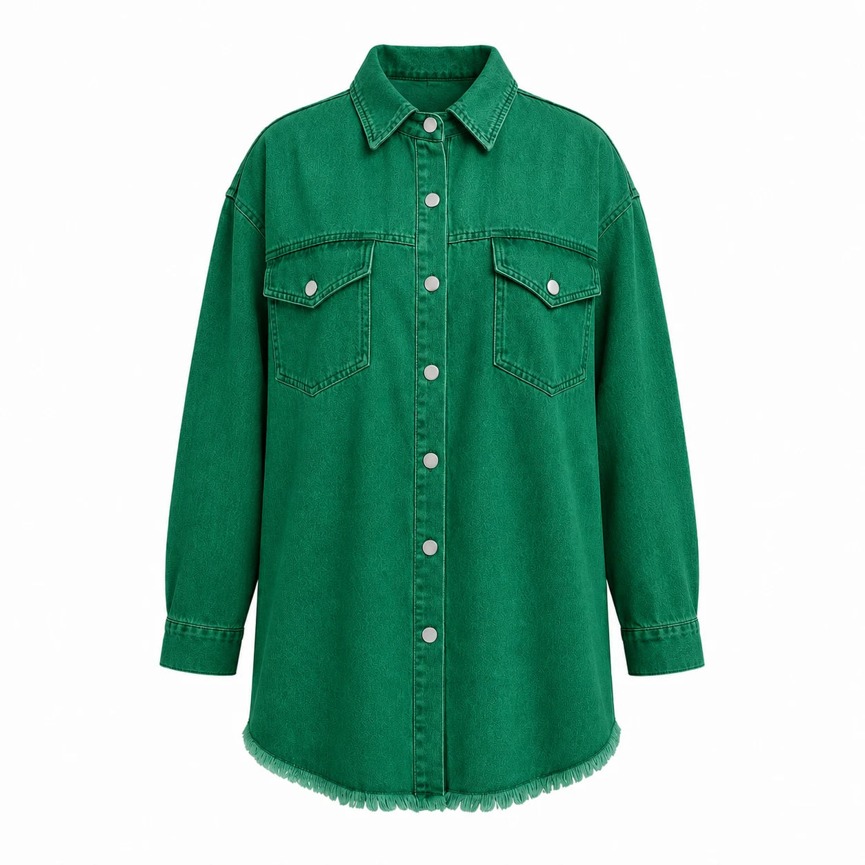 Frayed Hem Denim Shirt Jacket WHD0607021