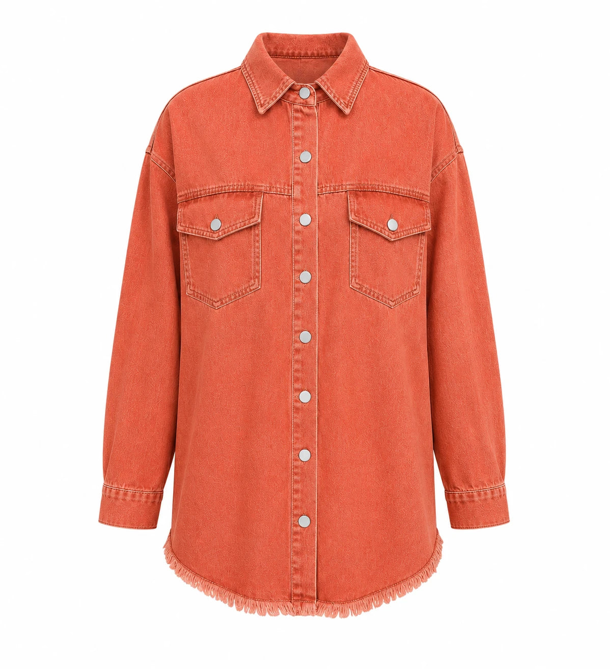 Frayed Hem Denim Shirt Jacket WHD0607021