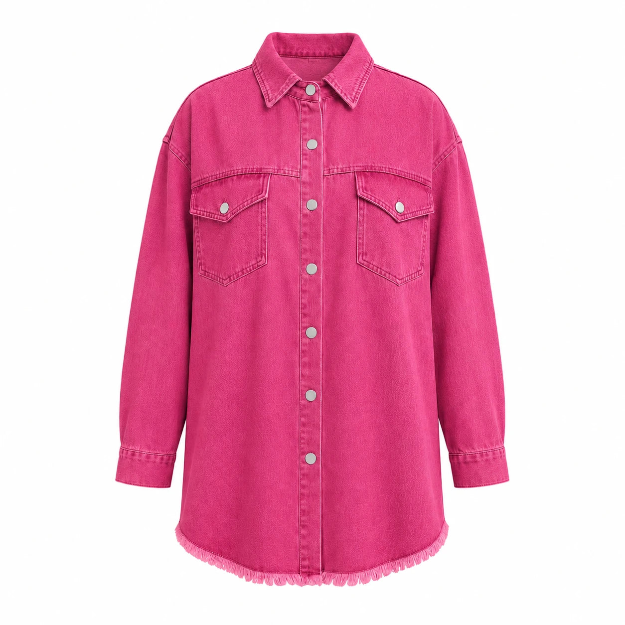 Frayed Hem Denim Shirt Jacket WHD0607021