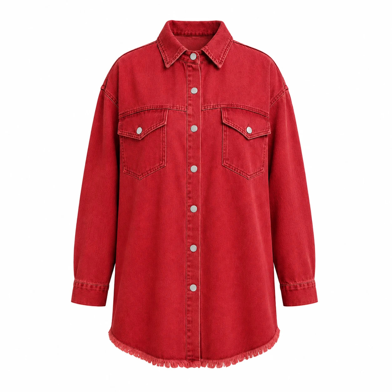 Frayed Hem Denim Shirt Jacket WHD0607021