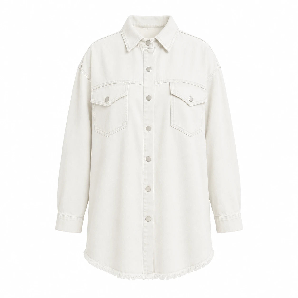 Frayed Hem Denim Shirt Jacket WHD0607021