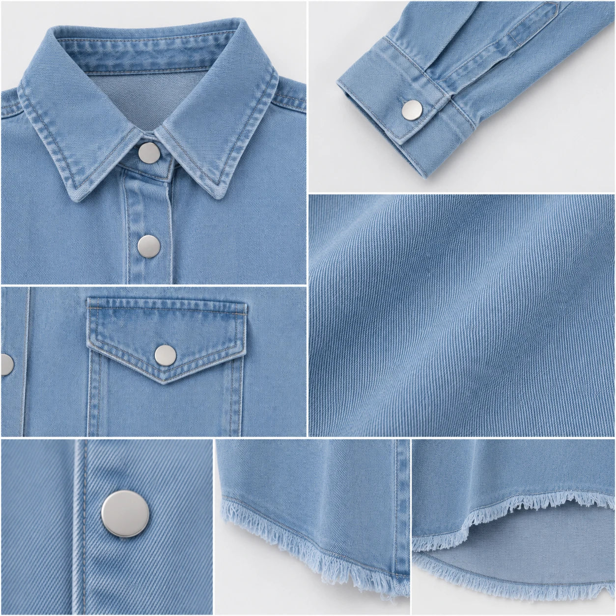 Frayed Hem Denim Shirt Jacket WHD0607021