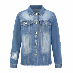 Distressed Raw Hem Denim Jacket WHD0607022