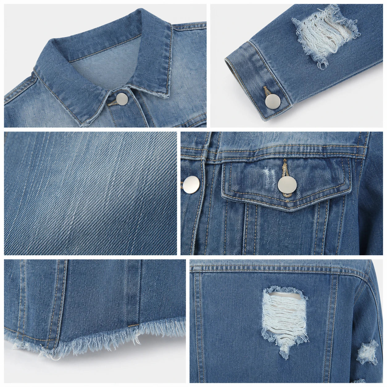 Distressed Raw Hem Denim Jacket WHD0607022