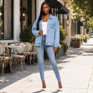 Oversized Longline Denim Jacket WHD0607023