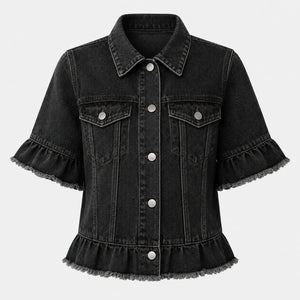 Ruffle Sleeve Denim Jacket WHD0607027