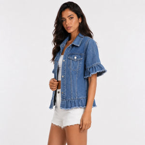 Ruffle Sleeve Denim Jacket WHD0607027