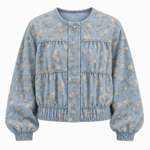 Floral Gathered Bomber Jacket WHD0607028