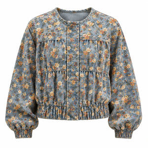 Floral Gathered Bomber Jacket WHD0607028