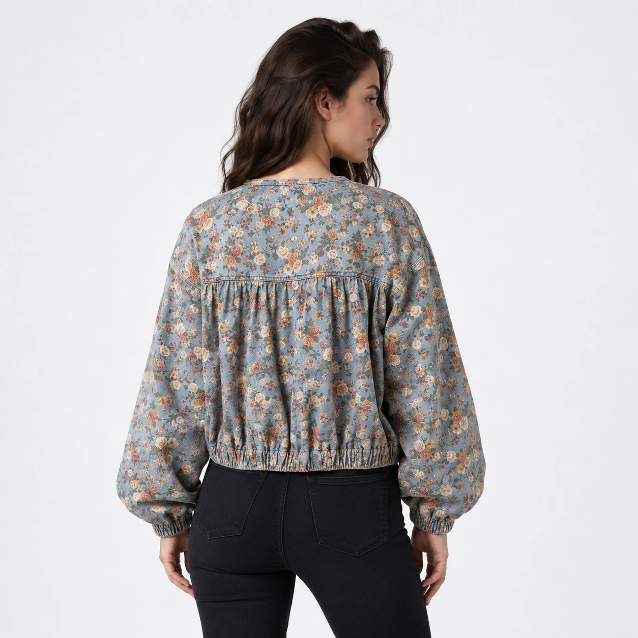 Floral Gathered Bomber Jacket WHD0607028