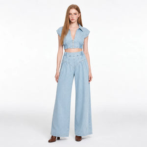 Cropped Denim Wide Leg Set WHD0607032