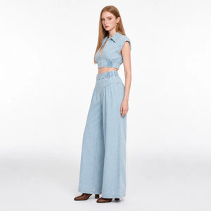 Cropped Denim Wide Leg Set WHD0607032