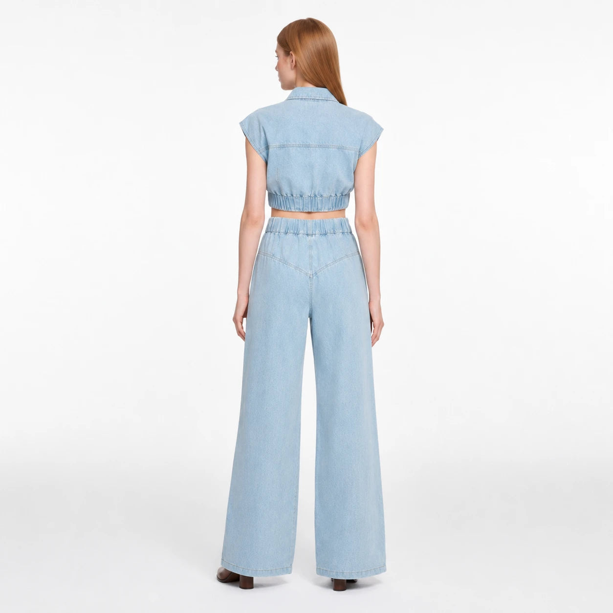 Cropped Denim Wide Leg Set WHD0607032