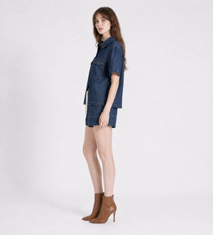 Relaxed Denim Shirt and Shorts Set WHD0607037