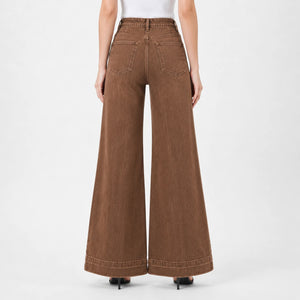 Washed Brown Wide Leg Jeans WHD0607041