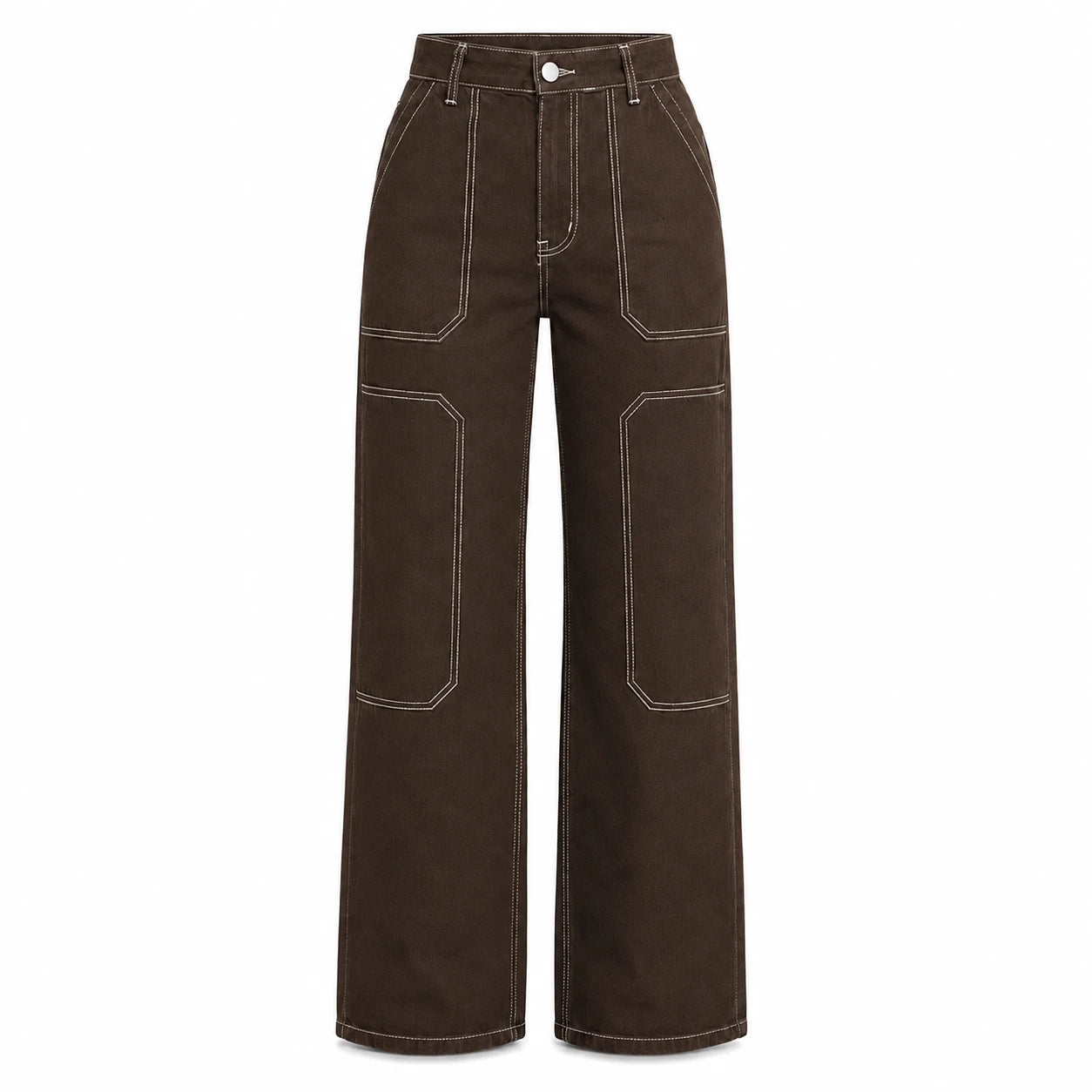 Contrast Stitch Wide Leg Utility Pants WHD0607042