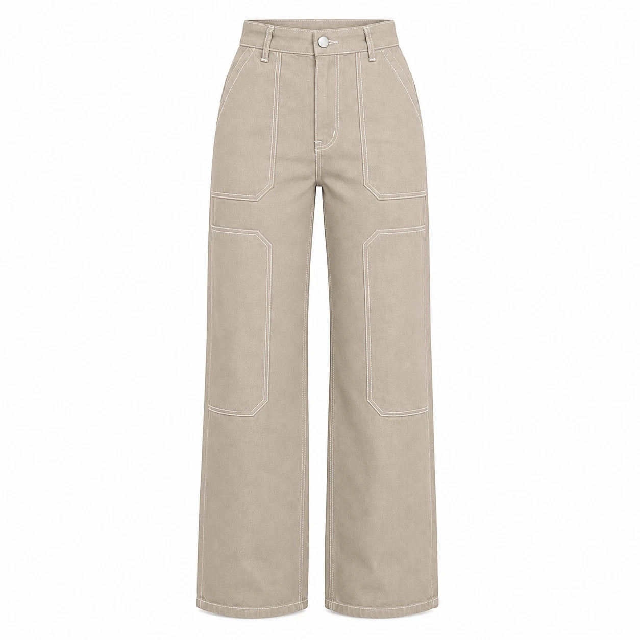 Contrast Stitch Wide Leg Utility Pants WHD0607042