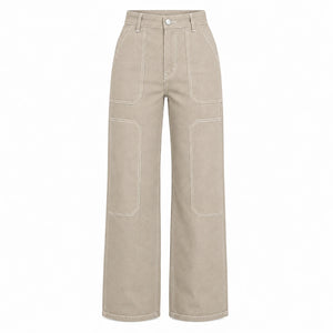 Contrast Stitch Wide Leg Utility Pants WHD0607042