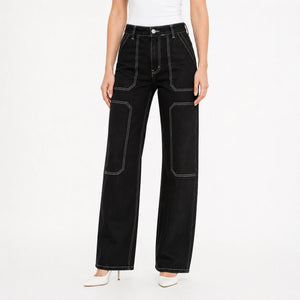 Contrast Stitch Wide Leg Utility Pants WHD0607042