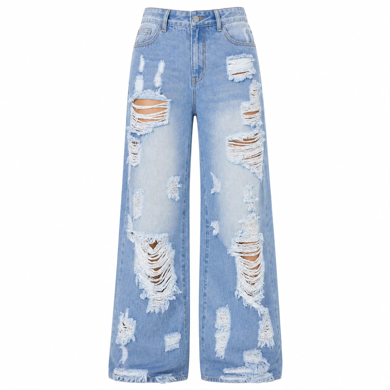 Extreme Distressed Wide Leg Jeans WHD0607047