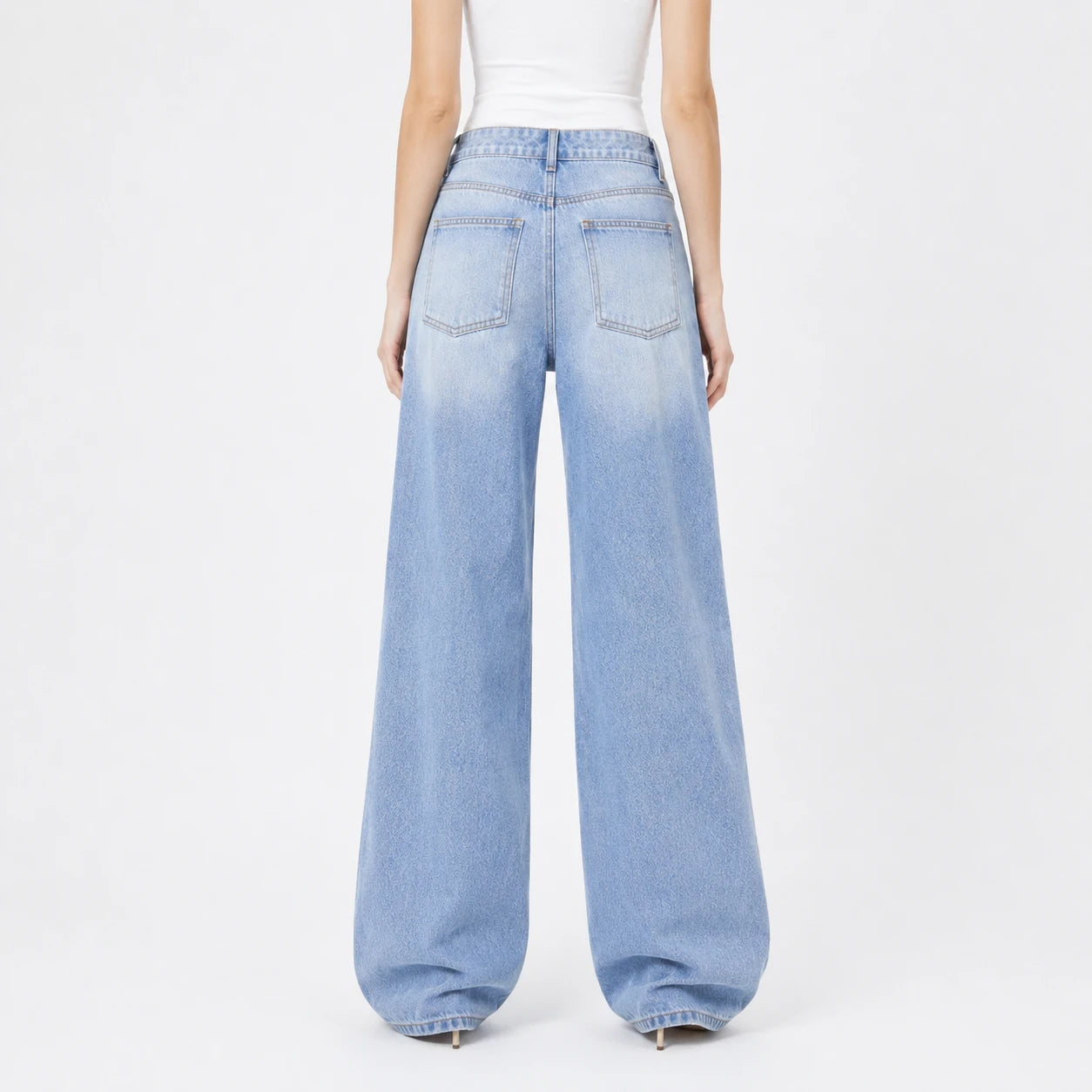 Extreme Distressed Wide Leg Jeans WHD0607047