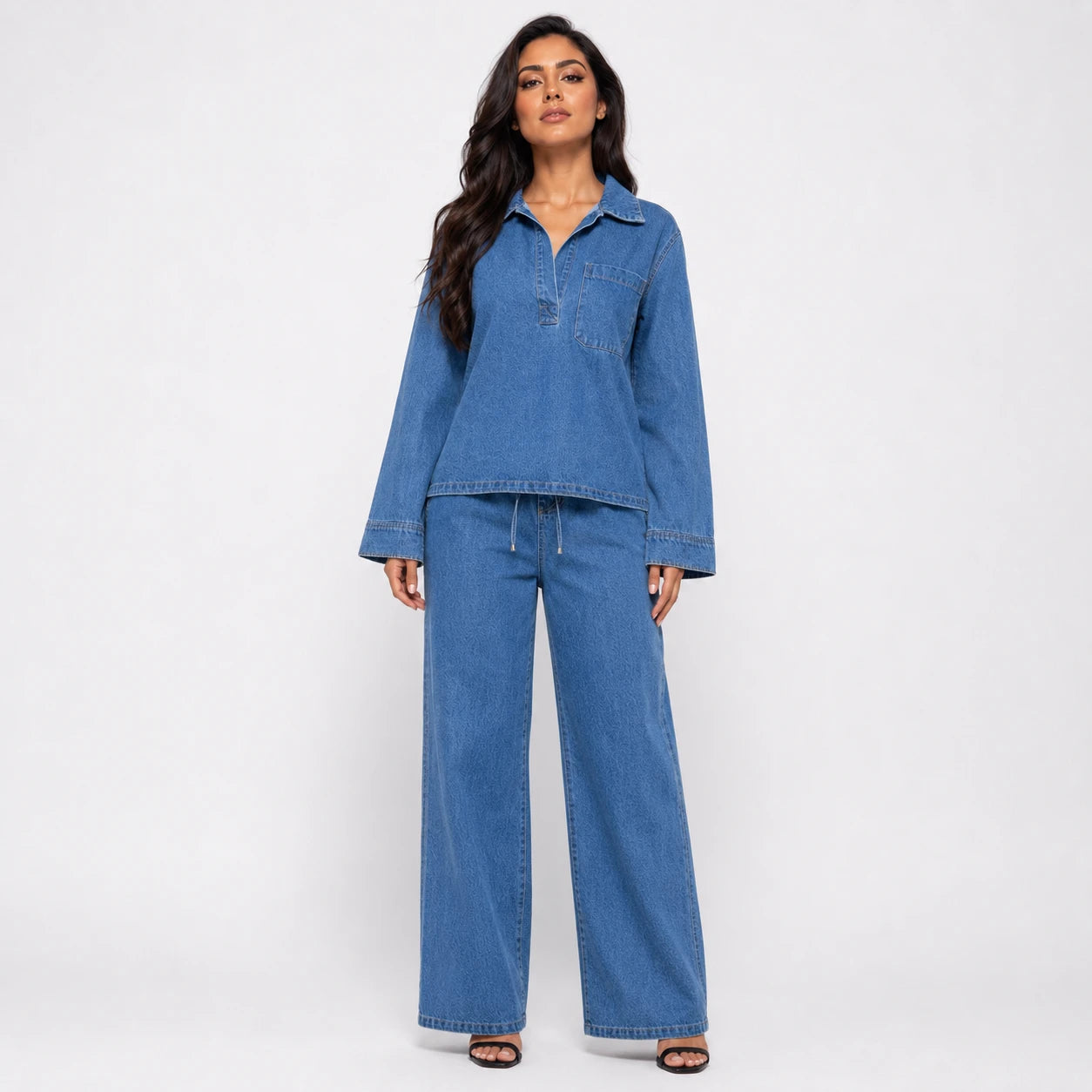 Relaxed Denim Wide Leg Set WHD0607072