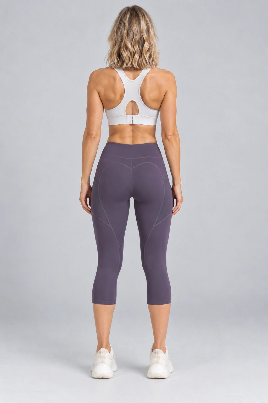 WEARHUB Polyester-Spandex Sculpting Pocket Capri Leggings — Starry Black, back view
