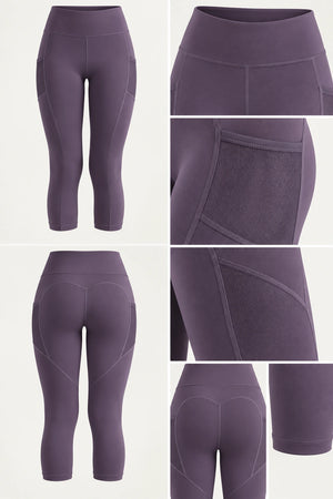 WEARHUB Polyester-Spandex Sculpting Pocket Capri Leggings — Starry Black, fabric and stitching details
