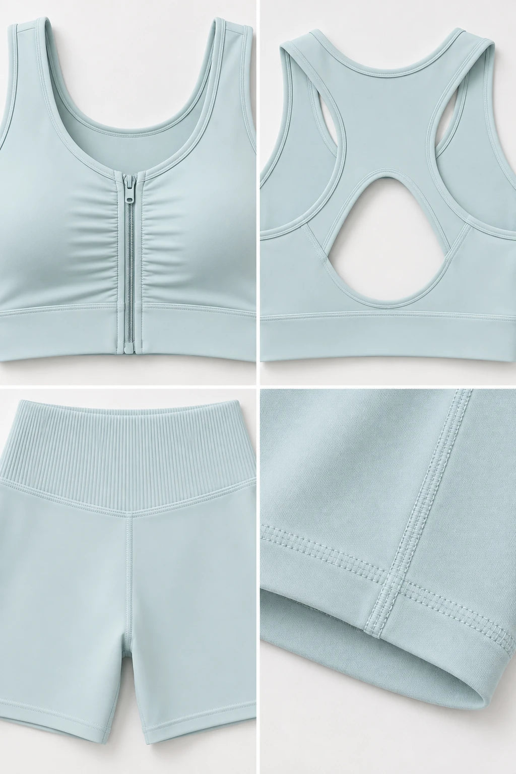WEARHUB Polyester-Spandex Striped-Panel Active Shorts — product, details view