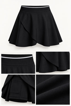 WEARHUB Polyester-Spandex EU-Sized Wrap-Front Active Skirt — product, details view