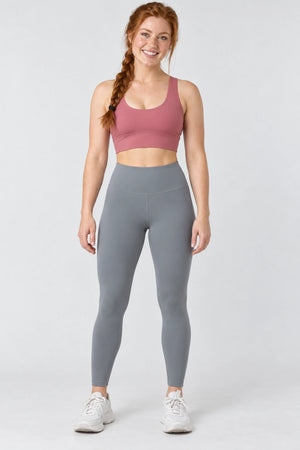 WEARHUB Polyester-Spandex Sculpting Yoga Leggings — Khaki, front view